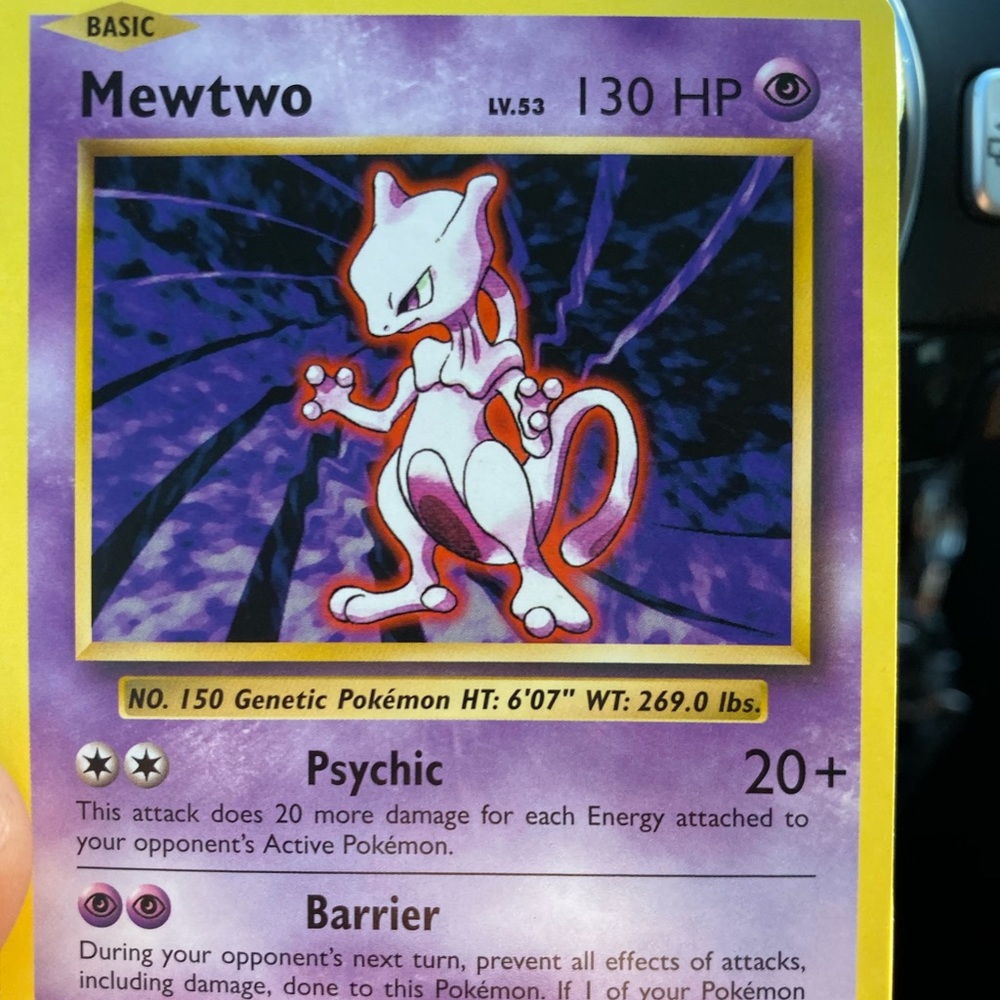 Original Pokémon Basic Mewtwo 130 HP card
